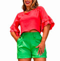 Short blouse with sleeves and ruffles