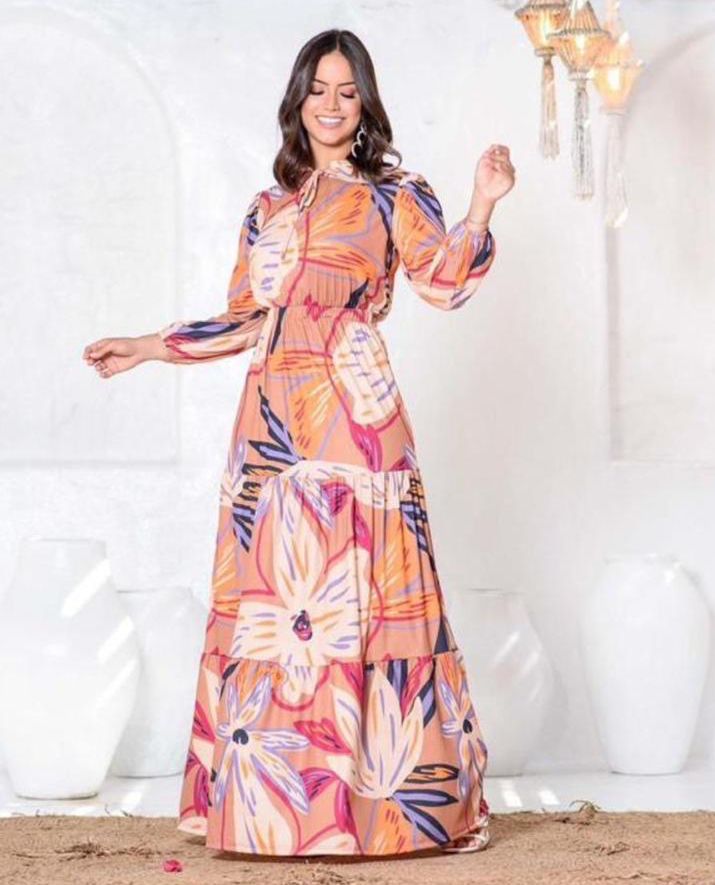 Long floral dress with long sleeves