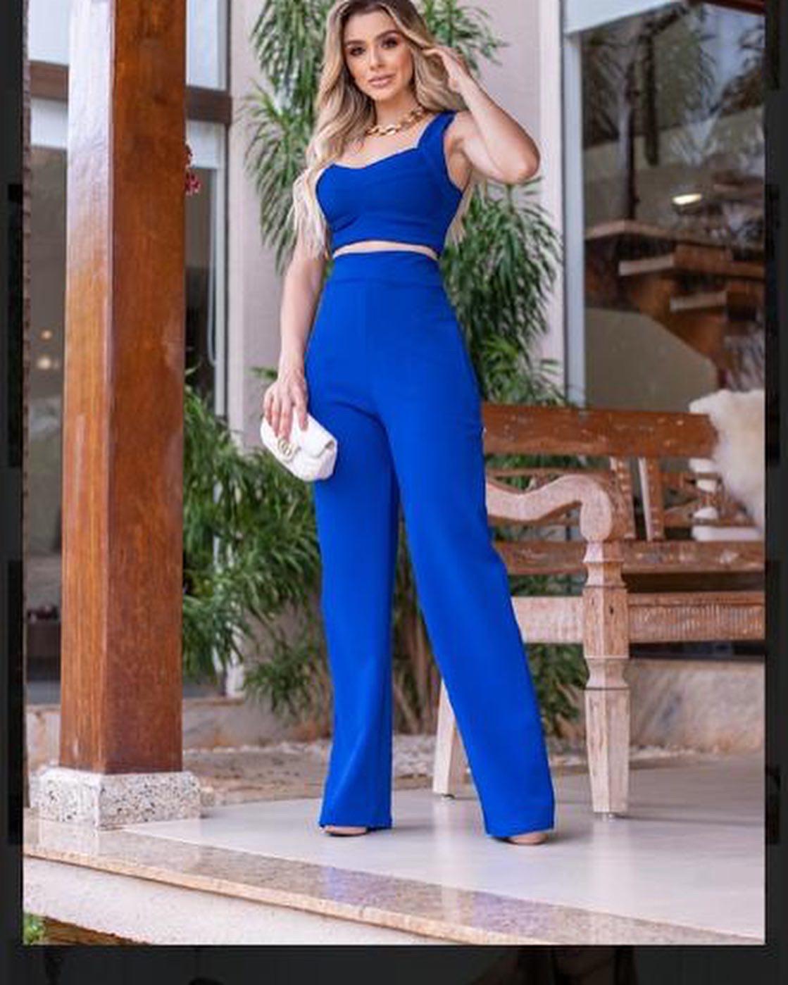 Cropped Top and Long Pants Set in Montaria Fabric