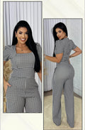 Short Sleeve Checkered Jumpsuit – Montaria