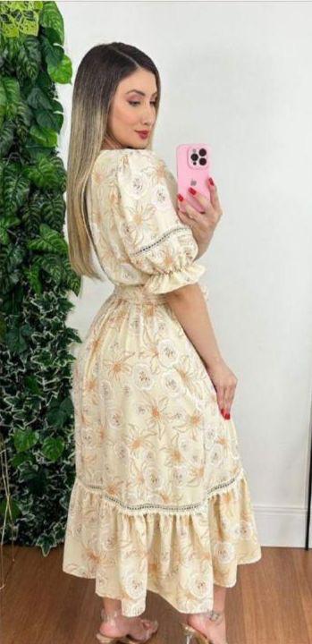 Midi Dress with Short Sleeves in Silk Crepe