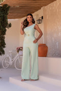 Elegant sleeveless long-leg jumpsuit