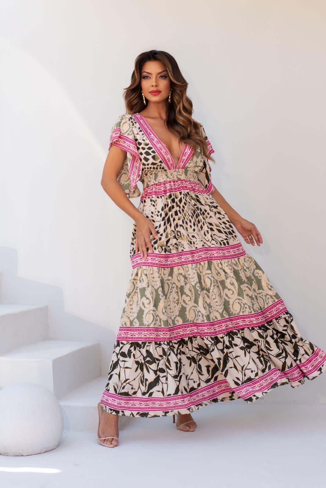 Long silk crepe dress