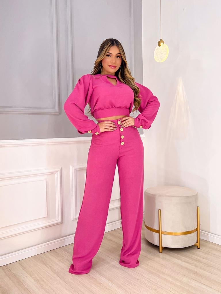 ✨ Two-Piece Set – Long Sleeve Cropped Top & Long Pants ✨